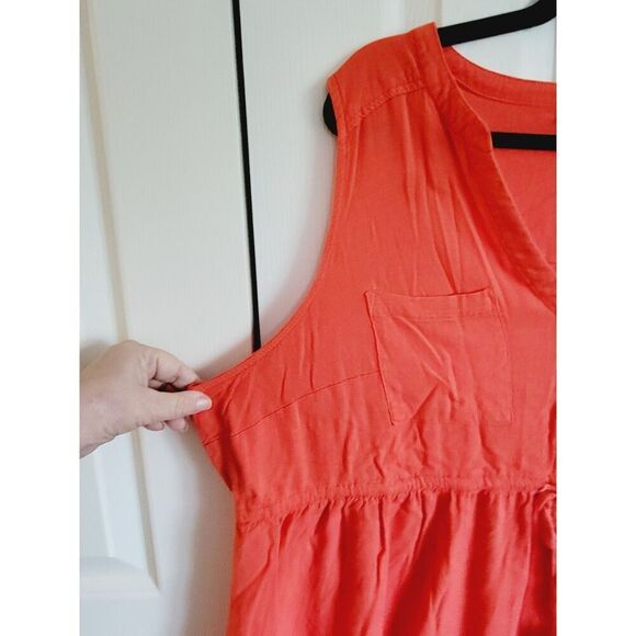 Torrid 1 Top‎ Womens Orange V-Neck Tank Sleeveless Blouse Pullover Solid Woven - Picture 6 of 6